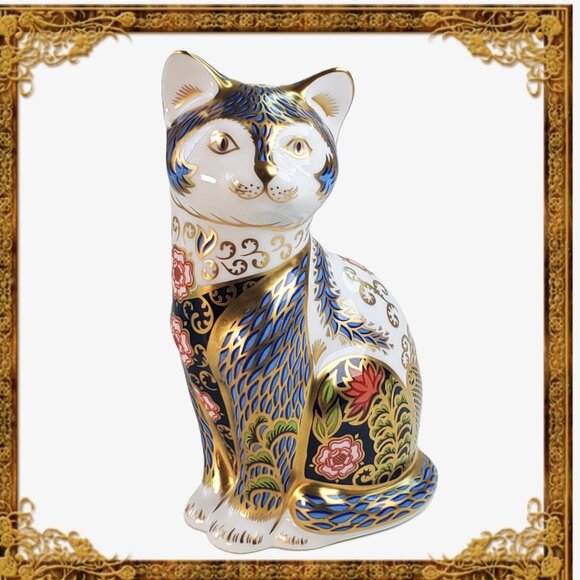 Royal Crown Derby “Fireside Cat” Paperweight Imari Figurine - Picture 1 of 11